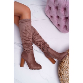 EVE Women's Boots On Heel Suede Khaki Marion 1