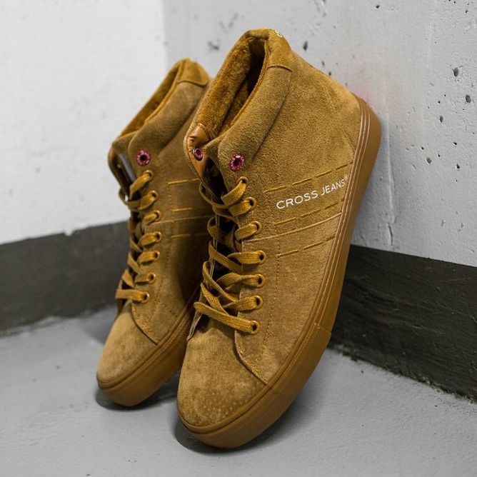 Men's Sneakers High Cross Jeans Leather Suede Camel EE1R4054C brown 1