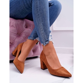 FRJ Women's Pumps On Heel Suede Camel Femmini brown 2