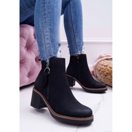 FRJEIN Women's boots on a heel padded with felt black Delia 1