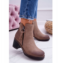 FRJEIN Women's Boots On A Heel Warm Felt Beige Delia 1