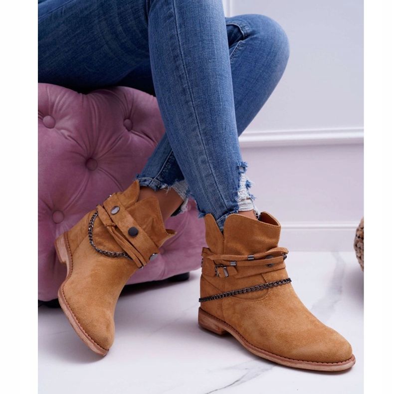 MSMG Women's Ankle Boots A3705 Camel Lucky brown 2