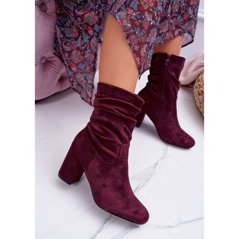 FRJ Women's Boots On High Heel Suede Burgundy Endless red 1