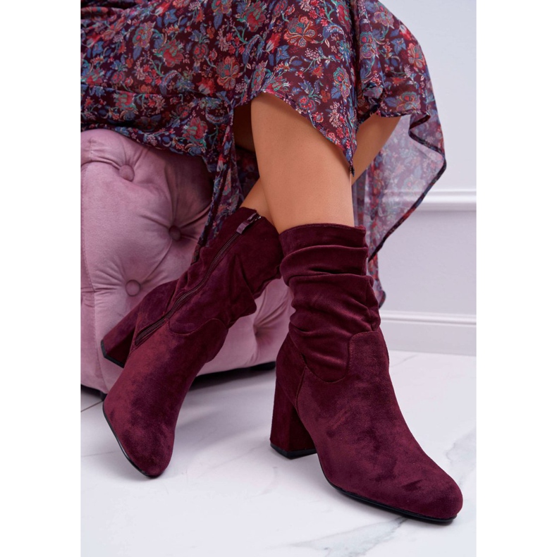FRJ Women's Boots On High Heel Suede Burgundy Endless red 2