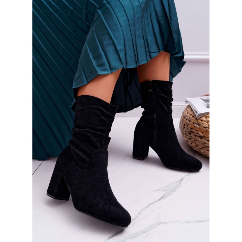 FRJ Women's Boots On Heel Suede Black Endless 1