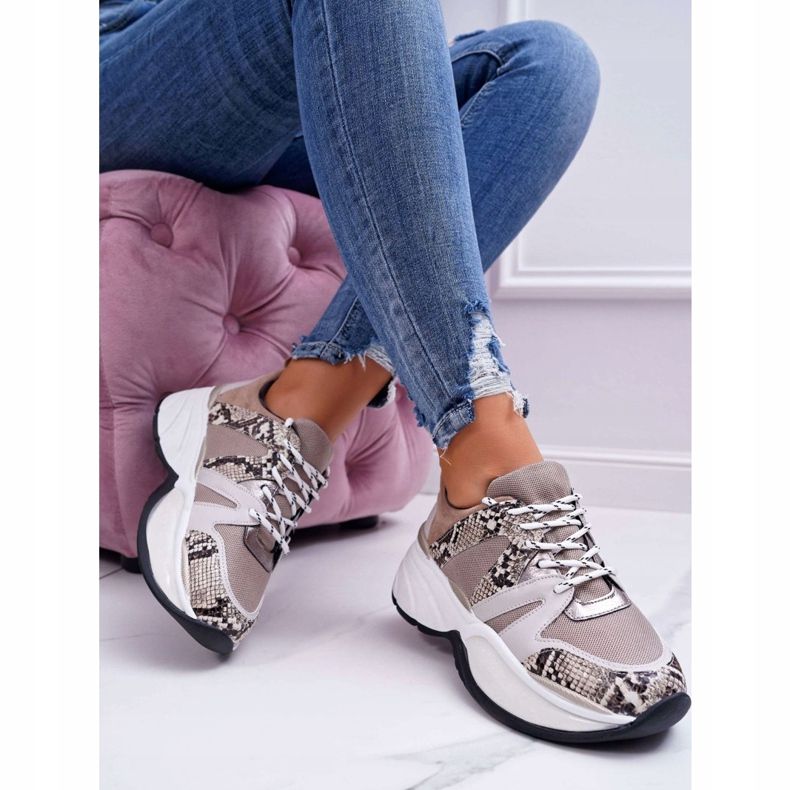 Women's Sport Shoes Beige Snake Skin Larey 1 Women's Sport Shoes Beige Snake Skin Larey 1