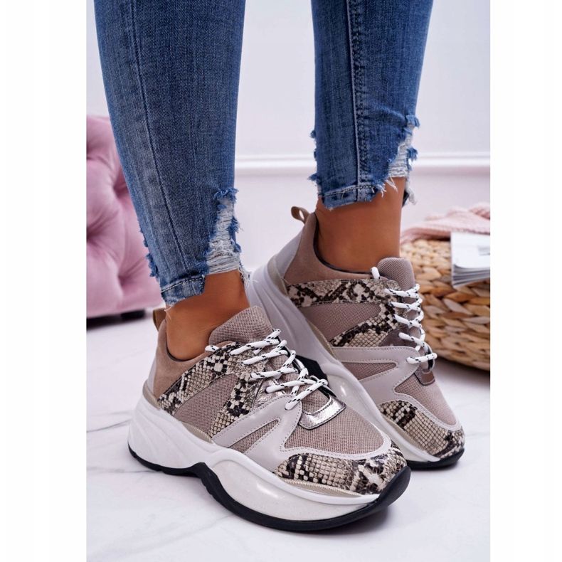 Women's Sport Shoes Beige Snake Skin Larey 2 Women's Sport Shoes Beige Snake Skin Larey 2