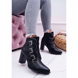 FJ1 Women's Boots On A Heel With Buckles Black Finbas 1