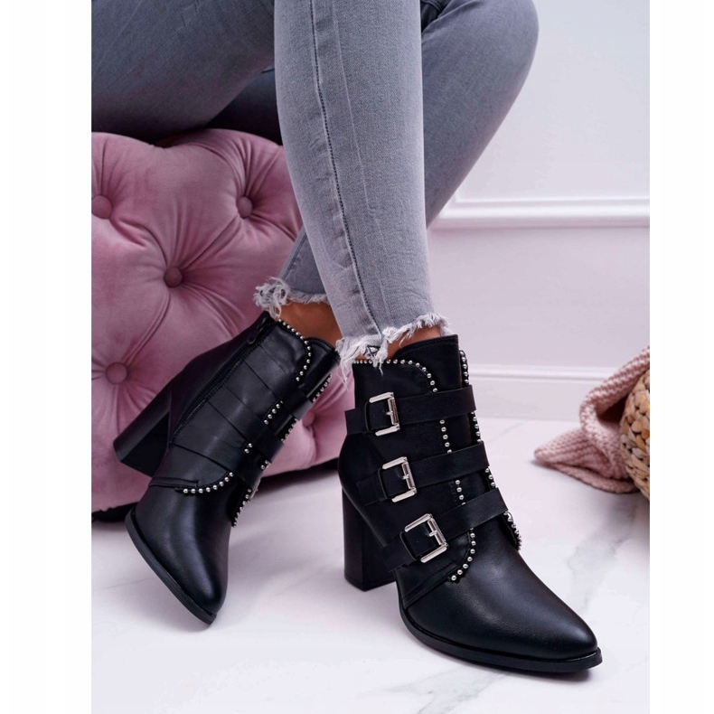 FJ1 Women's Boots On A Heel With Buckles Black Finbas 2