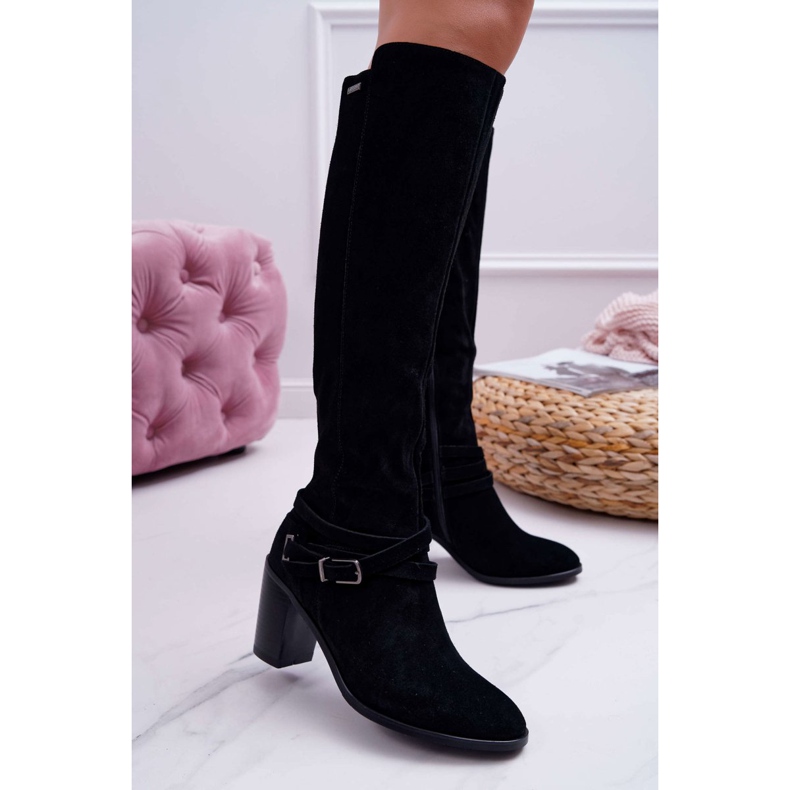 Women's Boots On Heel Suede Big Star EE274520 black 1 Women's Boots On Heel Suede Big Star EE274520 black 1