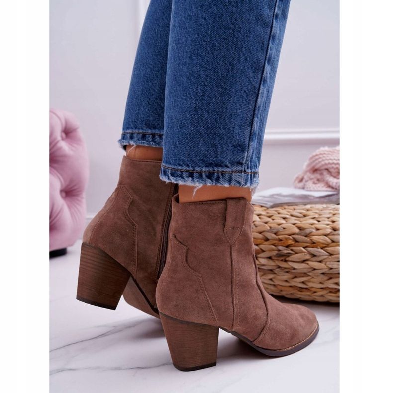 BUGO Women's Boots On Heel Cowboy Boots Khaki Nutriso 2