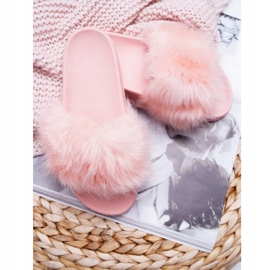 Women's Slippers With Fur Light Pink Fur 2