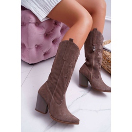 Women's Boots On Heel Cowboy Cappuccino Brunt brown 1