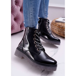 Women's Boots on Flat Heel Lacquered Boots Black Sergio Leone TR726 1