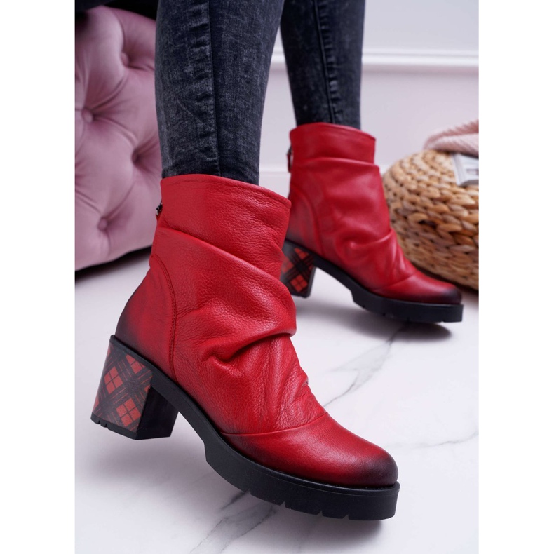 Women's Leather Maciejka Boots Red 04216-08 / 00-3 1