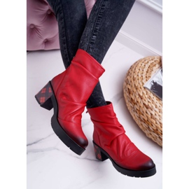 Women's Leather Maciejka Boots Red 04216-08 / 00-3 2