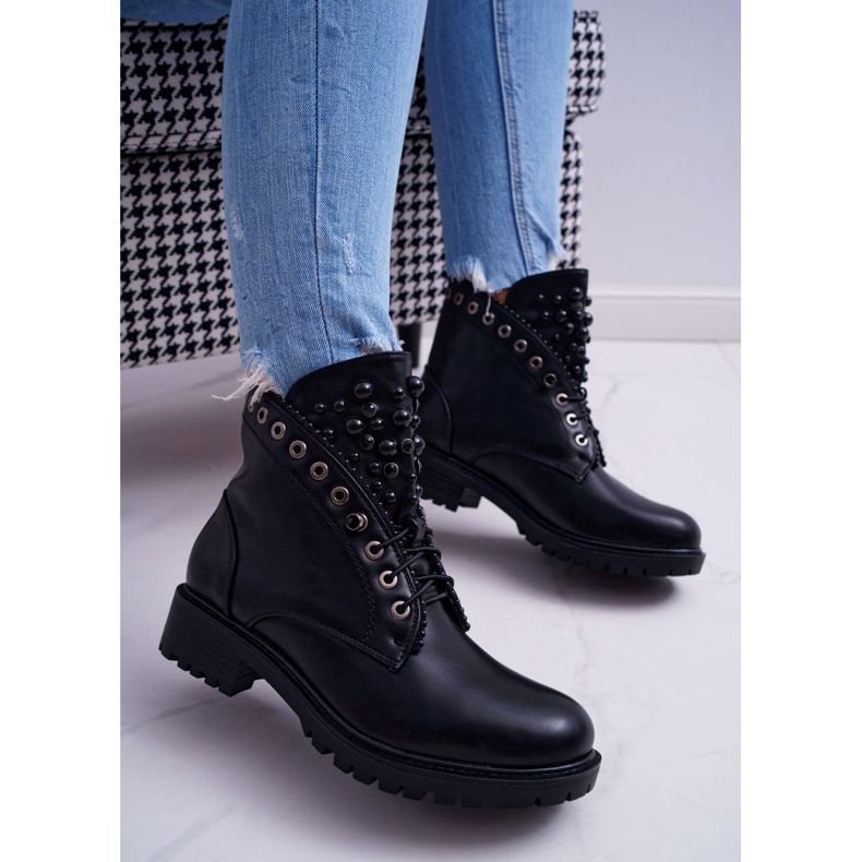 FRID Women's Boots With Pearls Warm Black Memer 1