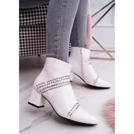 SEA Women's Boots On A Heel In Spitz With Rivets White Primma 1