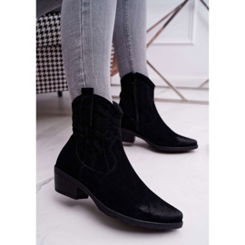 BUGO Women's Cowboy Boots Suede Black Ferders 1