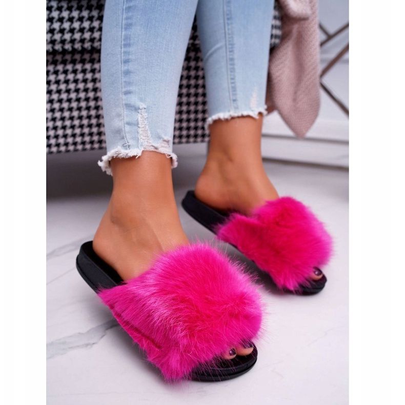 PS1 Women's Slippers with Fur NiceFur Fuchsia pink 1