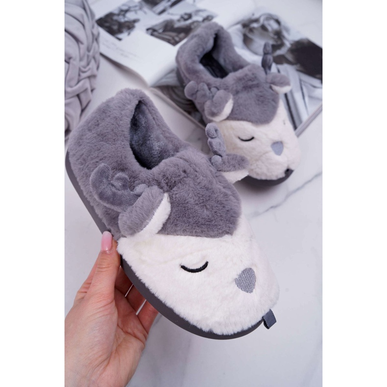 BUGO Women's Slippers With Fur and Reindeer Gray Reindeer grey 2