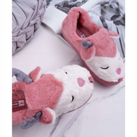 BUGO Women's Slippers With Fur And Reindeer Dark Pink Reindeer 2