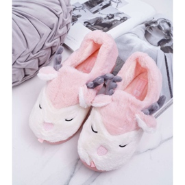BUGO Women's Slippers With Fur And Reindeer Pink Reindeer 1