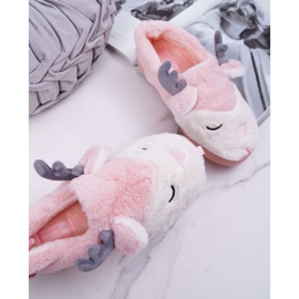 BUGO Women's Slippers With Fur And Reindeer Pink Reindeer 2