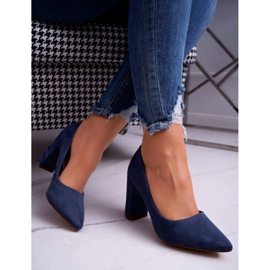 SEA Women's Pumps On a Heel Suede Navy Blue Florena 2