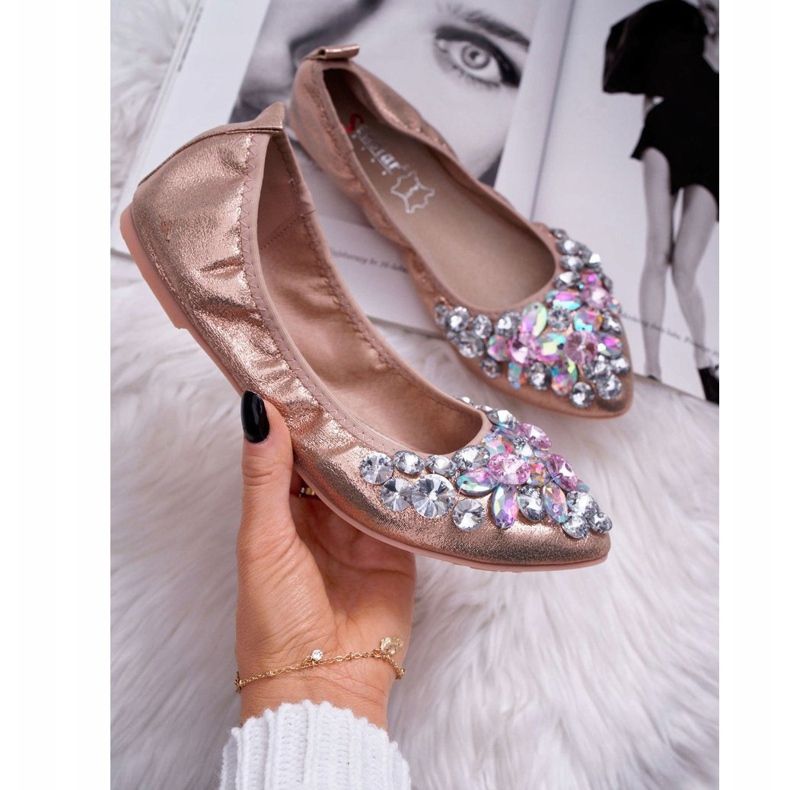 PS1 Women's Ballerinas With Stones Rose Gold Crystal pink 1