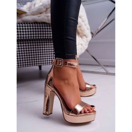 FRID Women's Sandals On A High Heel, Platform Rose Gold Huran pink yellow 1