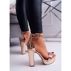 FRID Women's Sandals On A High Heel, Platform Rose Gold Huran pink yellow 2
