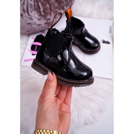 FRROCK Children's Boots Warm with a zipper Lacquered Black Gustro 1