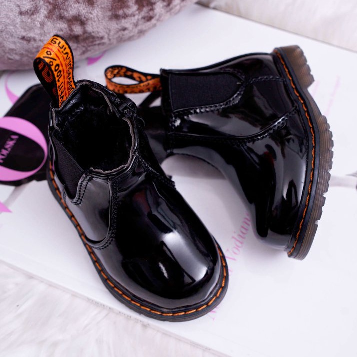FRROCK Children's Boots Warm with a zipper Lacquered Black Gustro 2