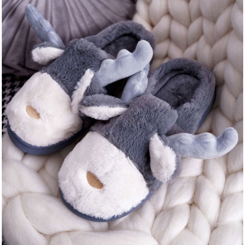 FRID Women's Slippers With Fur And Reindeer Gray Deff grey 1