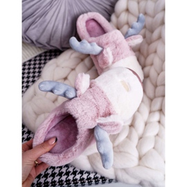 FRID Women's Slippers With Fur And Reindeers Pink Deff 2