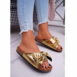 Women's Slippers with a Bow Golden Metalics 1