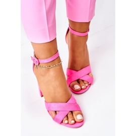 PS1 Women's Sandals On Heel Suede Fluo Fuchsia Telmen pink 1