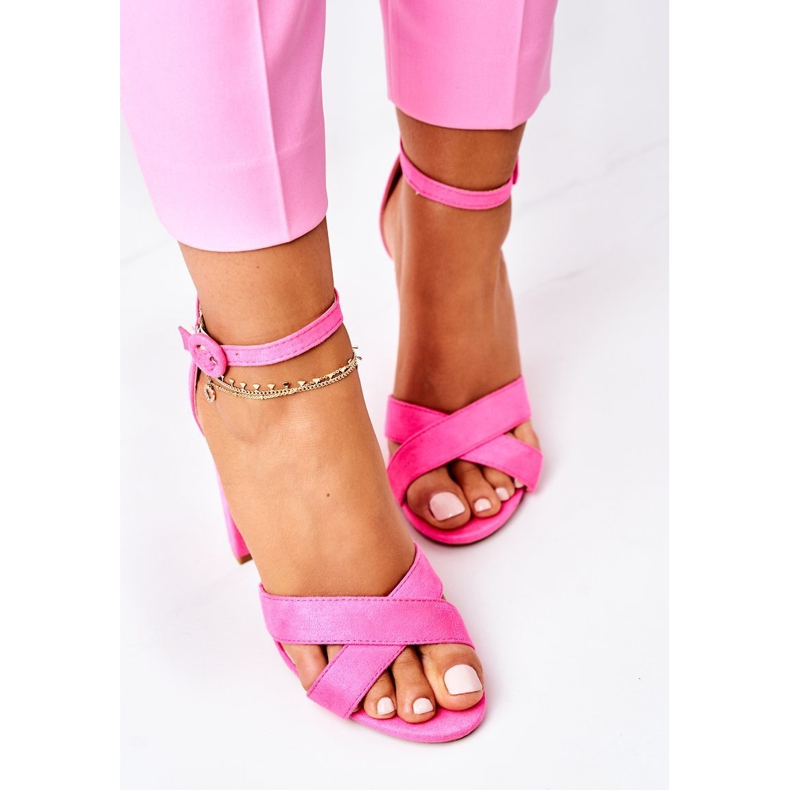 PS1 Women's Sandals On Heel Suede Fluo Fuchsia Telmen pink 1