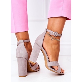 PS1 Women's Sandals On Heel Suede Gray Telmen grey 1