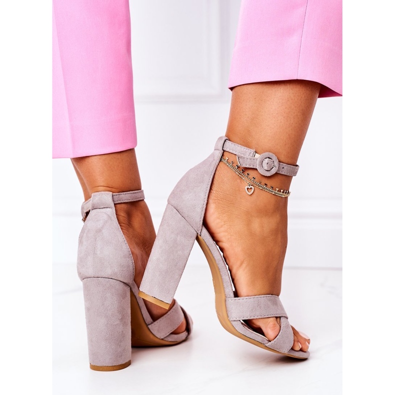 PS1 Women's Sandals On Heel Suede Gray Telmen grey 1