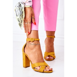 PS1 Women's Sandals On A Heel Suede Yellow Telmen 2 PS1 Women's Sandals On A Heel Suede Yellow Telmen 2