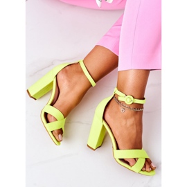 PS1 Women's Sandals On Heel Suede Fluo Yellow Telmen 1