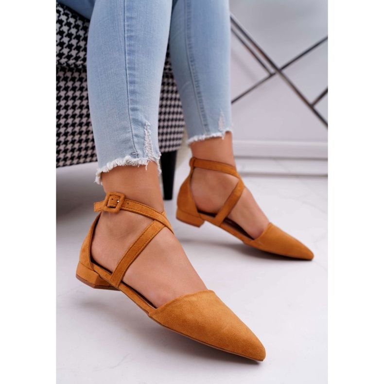 PS1 Women's Suede Ballerinas in Spitz Camel Vontare brown 1