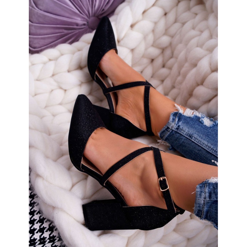 SEA Women's Pumps On A Heel Glitter Black Perset multicolored 1