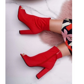 PS1 Women's Ankle Boots Lycra Open Toes Red First 2