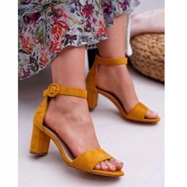 EVE Women's Sandals On Heel Suede Yellow Lexi 1 EVE Women's Sandals On Heel Suede Yellow Lexi 1
