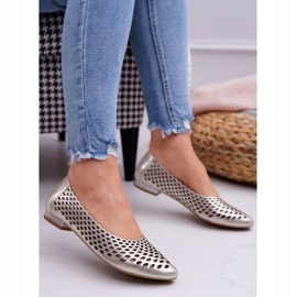 Women's Gold Leather Ballerinas Exquisite 1107/1 golden 1