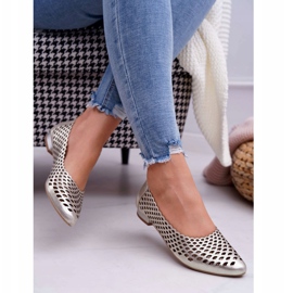 Women's Gold Leather Ballerinas Exquisite 1107/1 golden 2