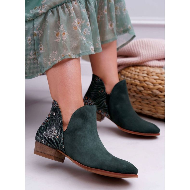 Women's Flat Boots Maciejka Spring Leather Green 04091-19 1